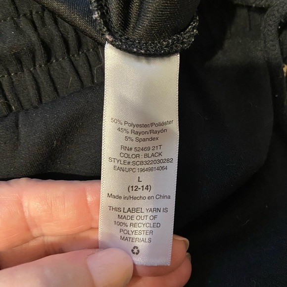 Scoop NYC Cropped Black Scuba Knit Lounge Pants L(12-14) - Picture 4 of 4